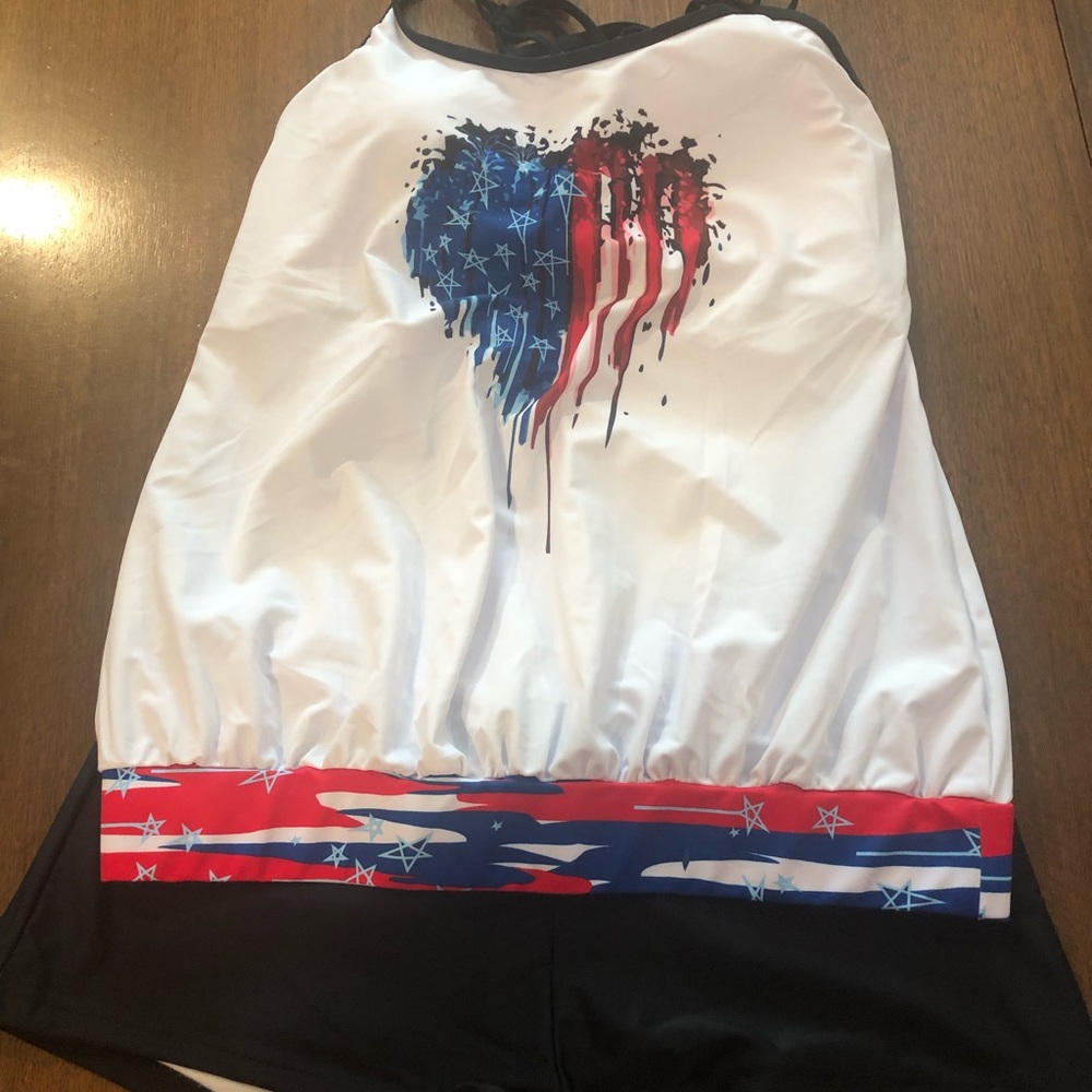 Red/white/ blue tankini.